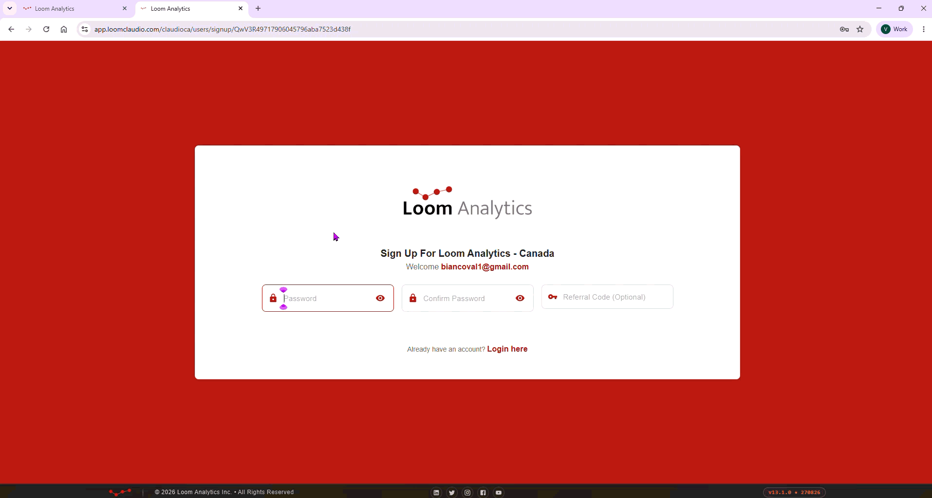 Creating a Loom Analytics Web Account #2